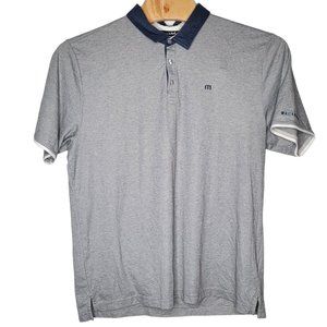 Travis Mathew 2XL Gray / Blue Lined Men's Lightweight Short Sleeve Polo‎ Shirt